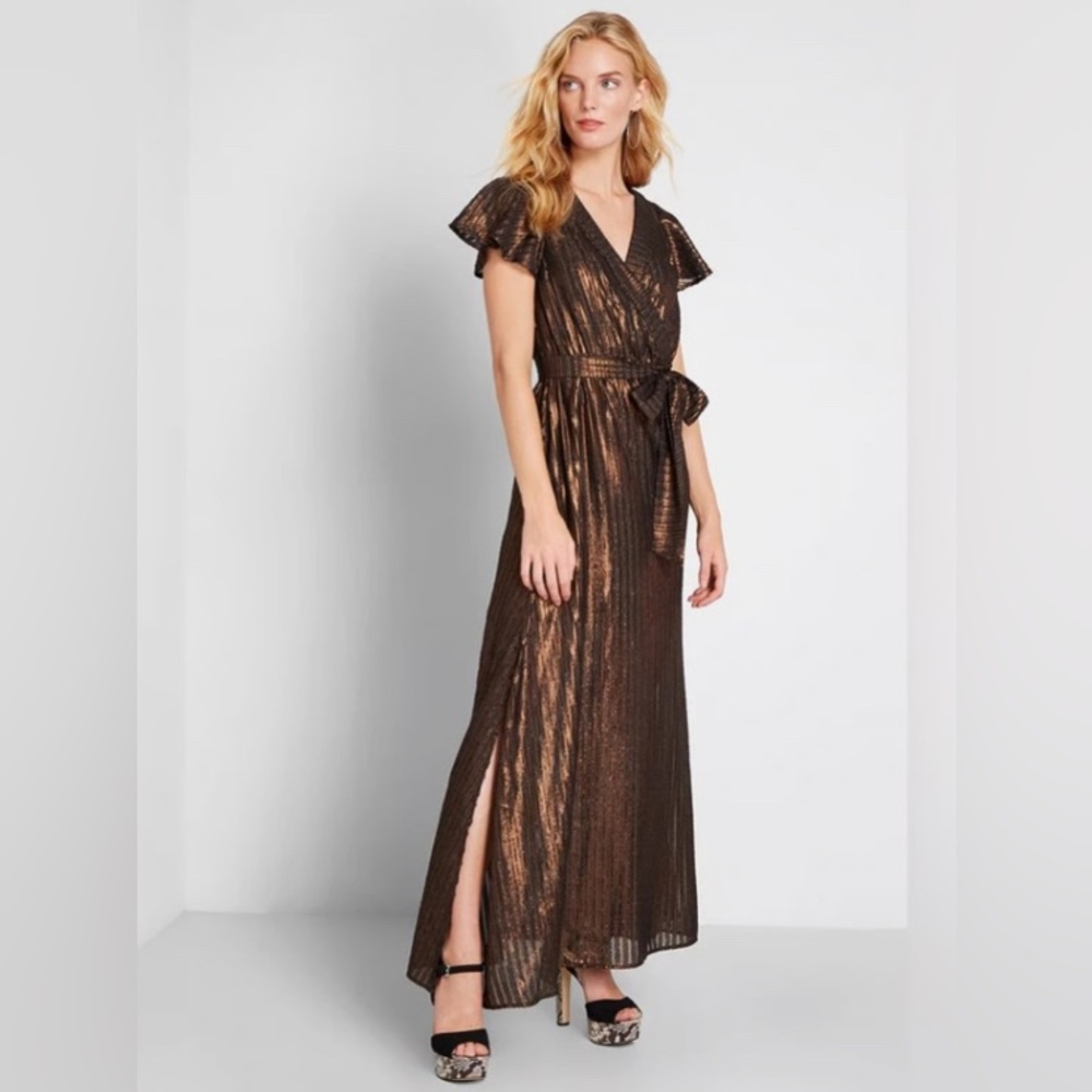 Modcloth Your Time to Shine Evening Gown - Bronze